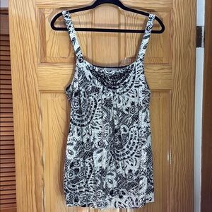 Calvin Klein Black and White Fitted Graphic Tank Top